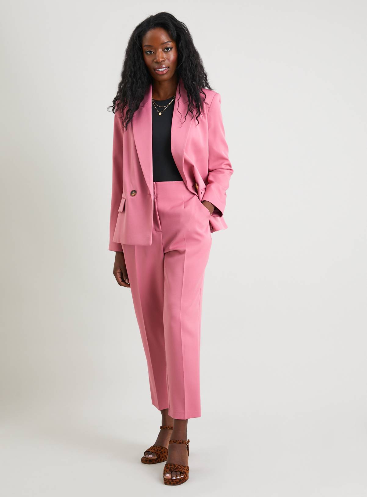 Pink High Waisted Tapered Coord Trousers - 18 - Image 2