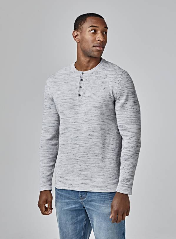 Buy UNION WORKS Grey Henley Textured Jumper S Jumpers and cardigans