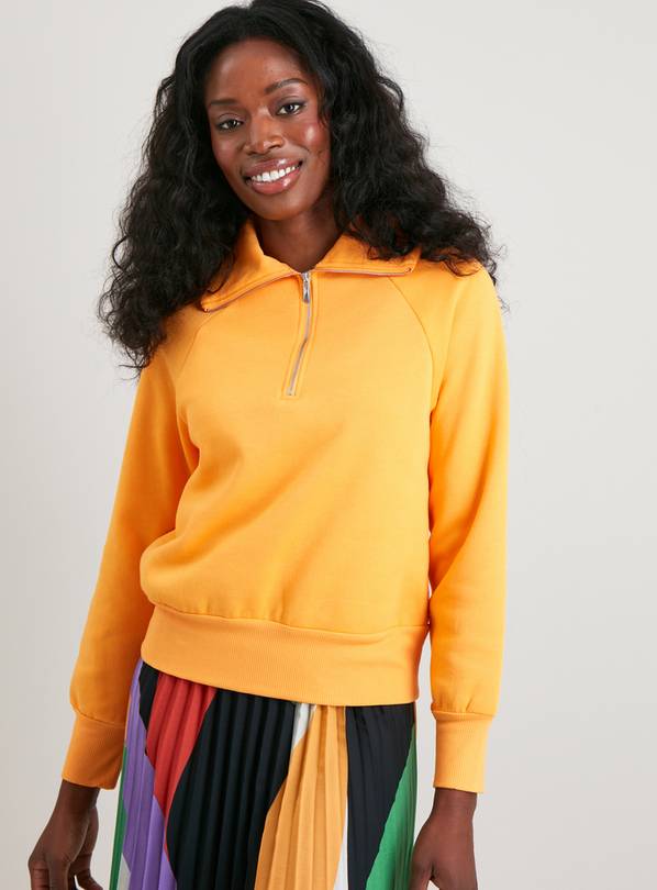 Orange Half Zip Sweatshirt - M