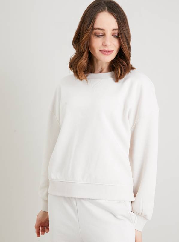 Cream Boxy Fit Coord Sweatshirt - M