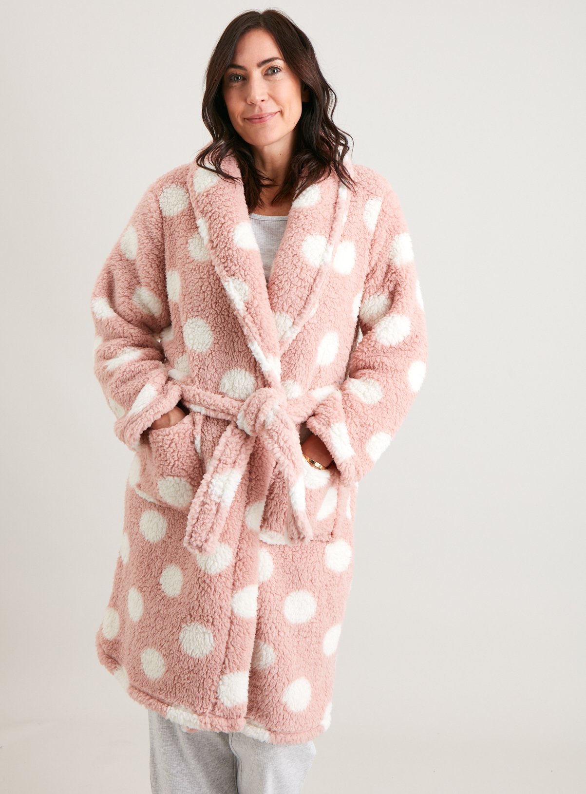 pink borg dressing gown