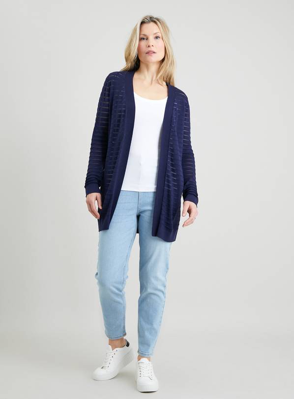 Buy Navy Longline Sheer Stripe Cardigan 20 Cardigans Tu