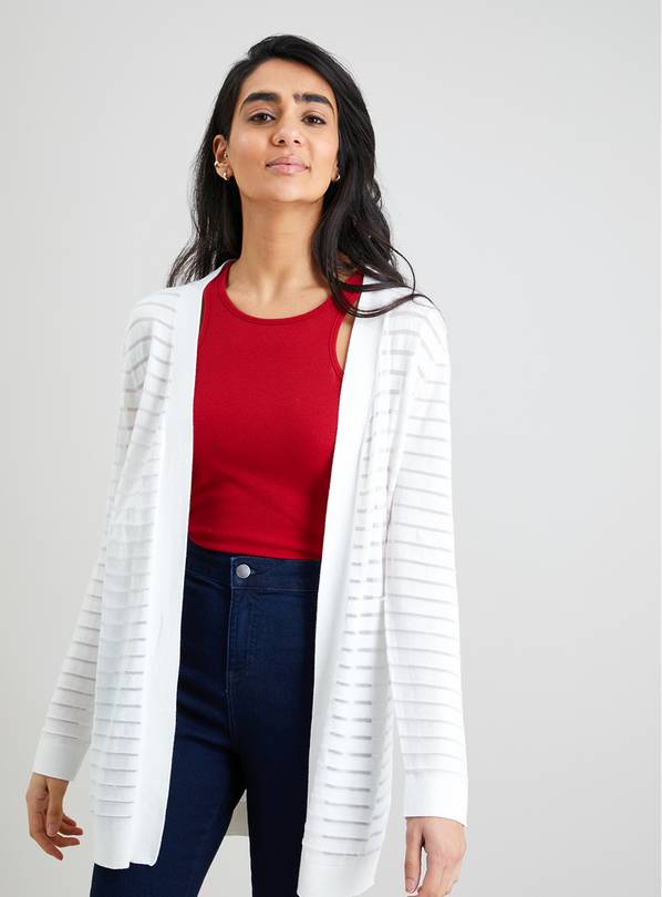 Buy White Longline Sheer Stripe Cardigan 18 Cardigans Argos