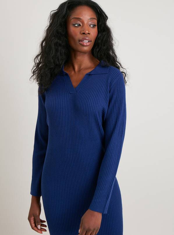 Buy Blue Soft Touch Collar Ribbed Jumper Dress 10 Dresses Argos