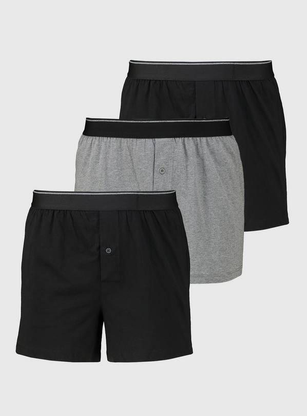 Buy Black & Grey Jersey Boxers 3 Pack L, Multipacks