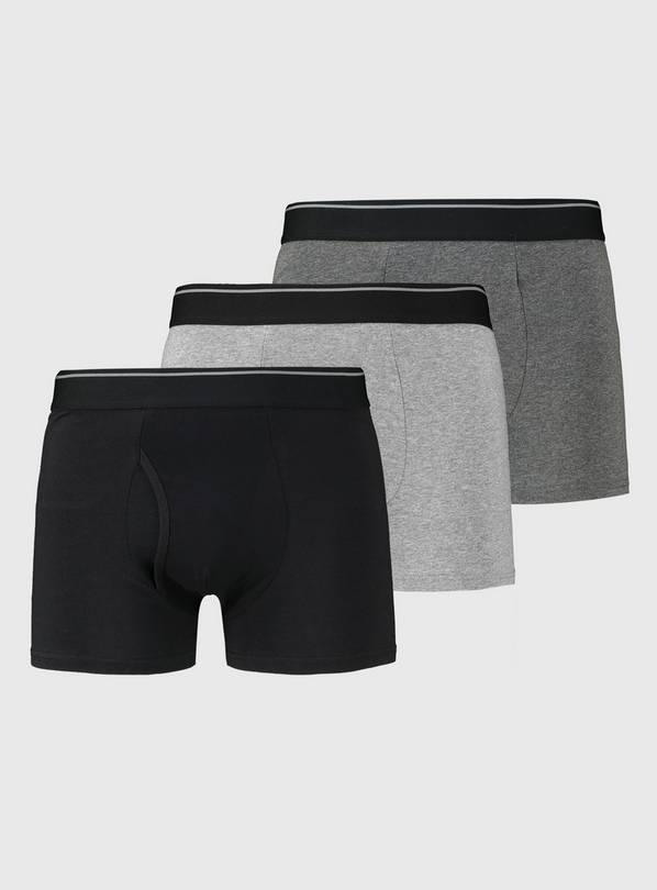 Black & Grey Trunks 3 Pack XS