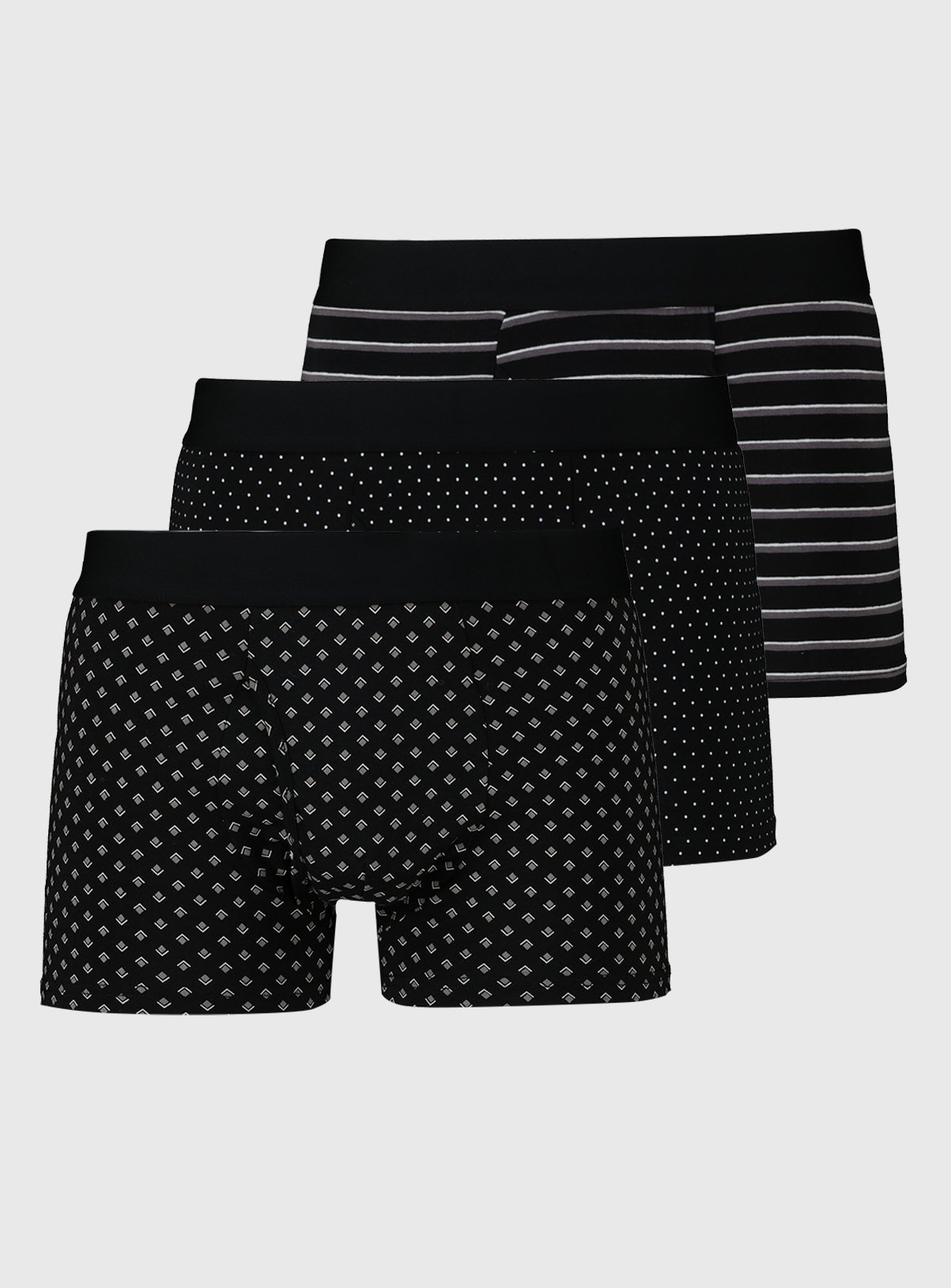 Black Dot, Geo & Stripe Trunks 3 Pack XXXL - Image 1 thumbnail