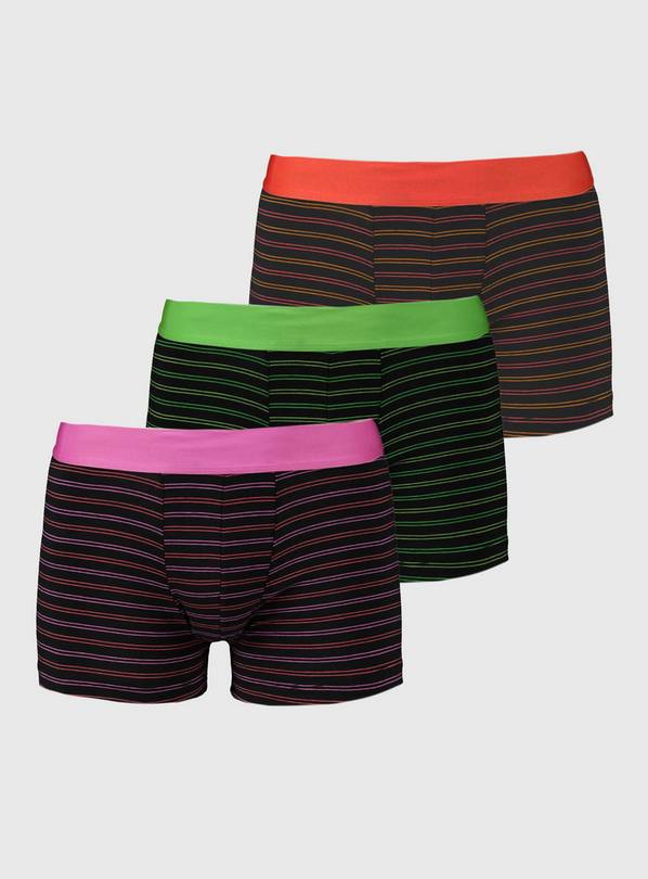 Black & Bright Stripe Hipster 3 Pack XXXL