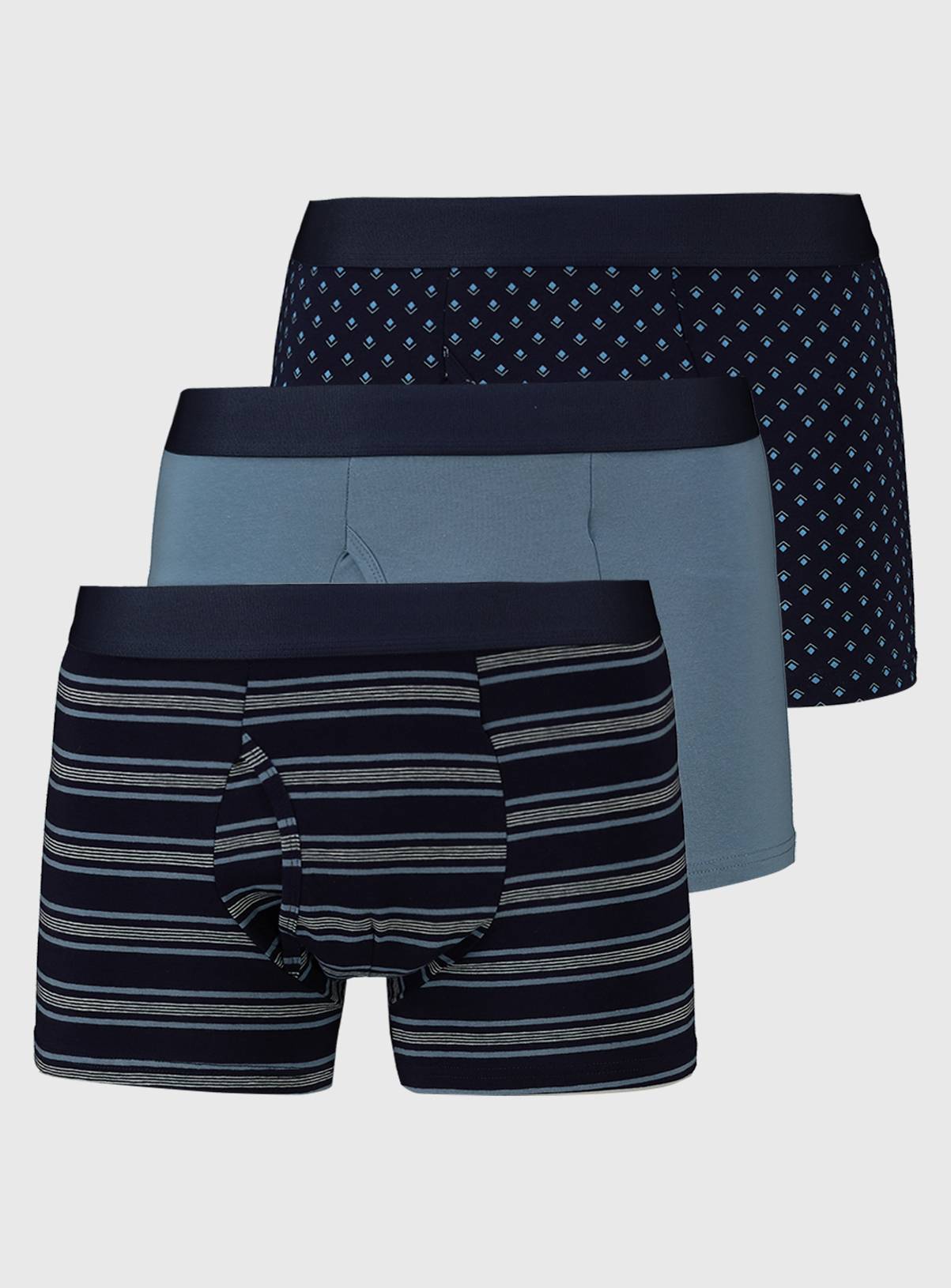 Navy Geo & Stripe Trunks 3 Pack XXXL - Image 1