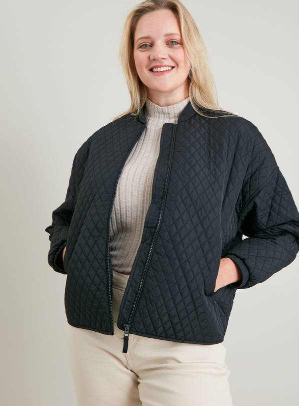 Black Diamond Quilted Bomber Jacket - 20
