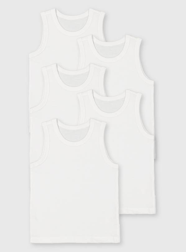 White Vests 5 Pack 8-9 years