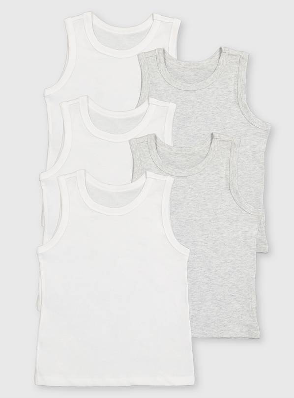 Grey & White Vests 5 Pack - 4-5 years