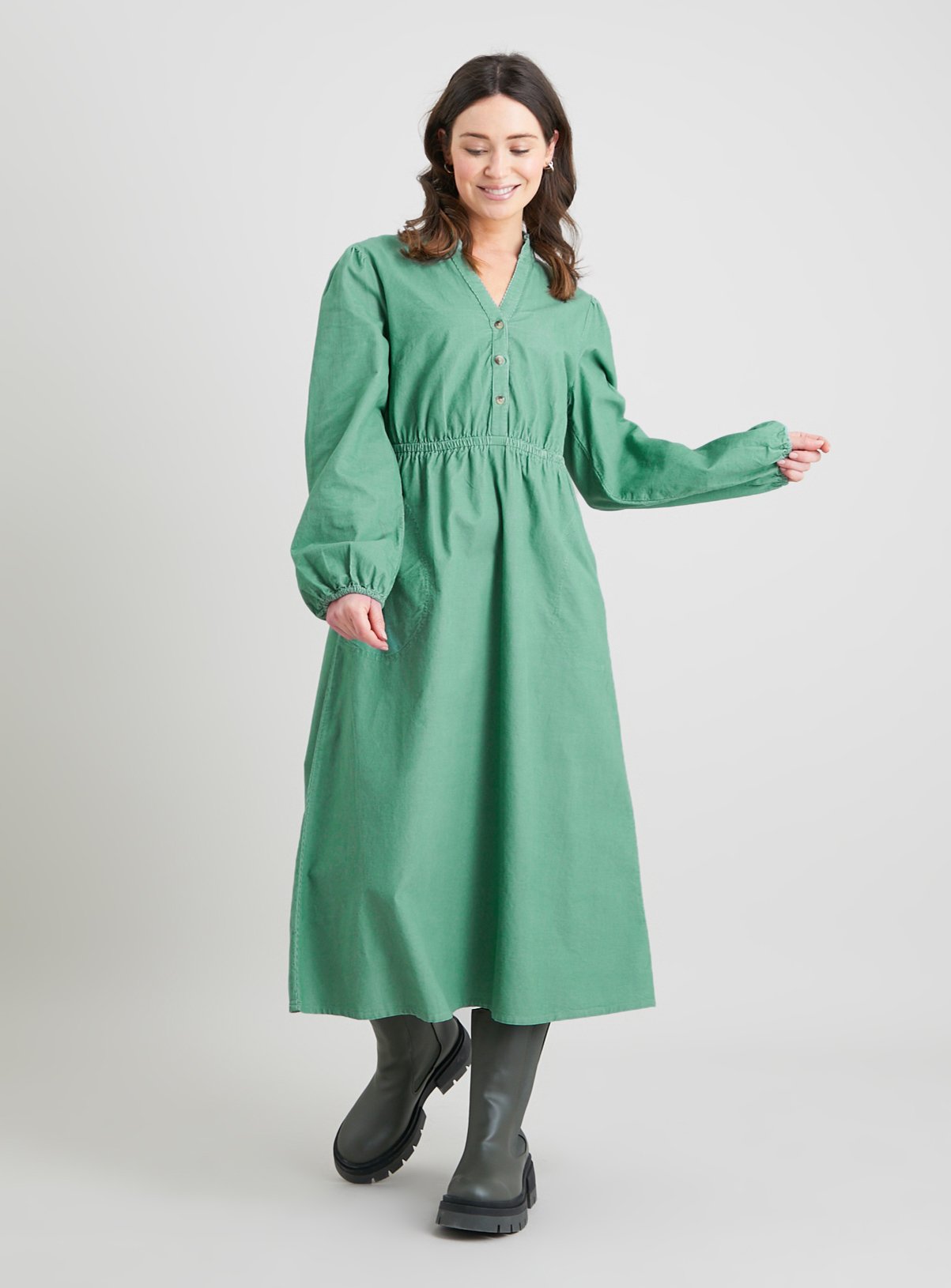 SKU: SS23 JAN CORD SHIRT DRESS:Green:12 - Image 1 thumbnail