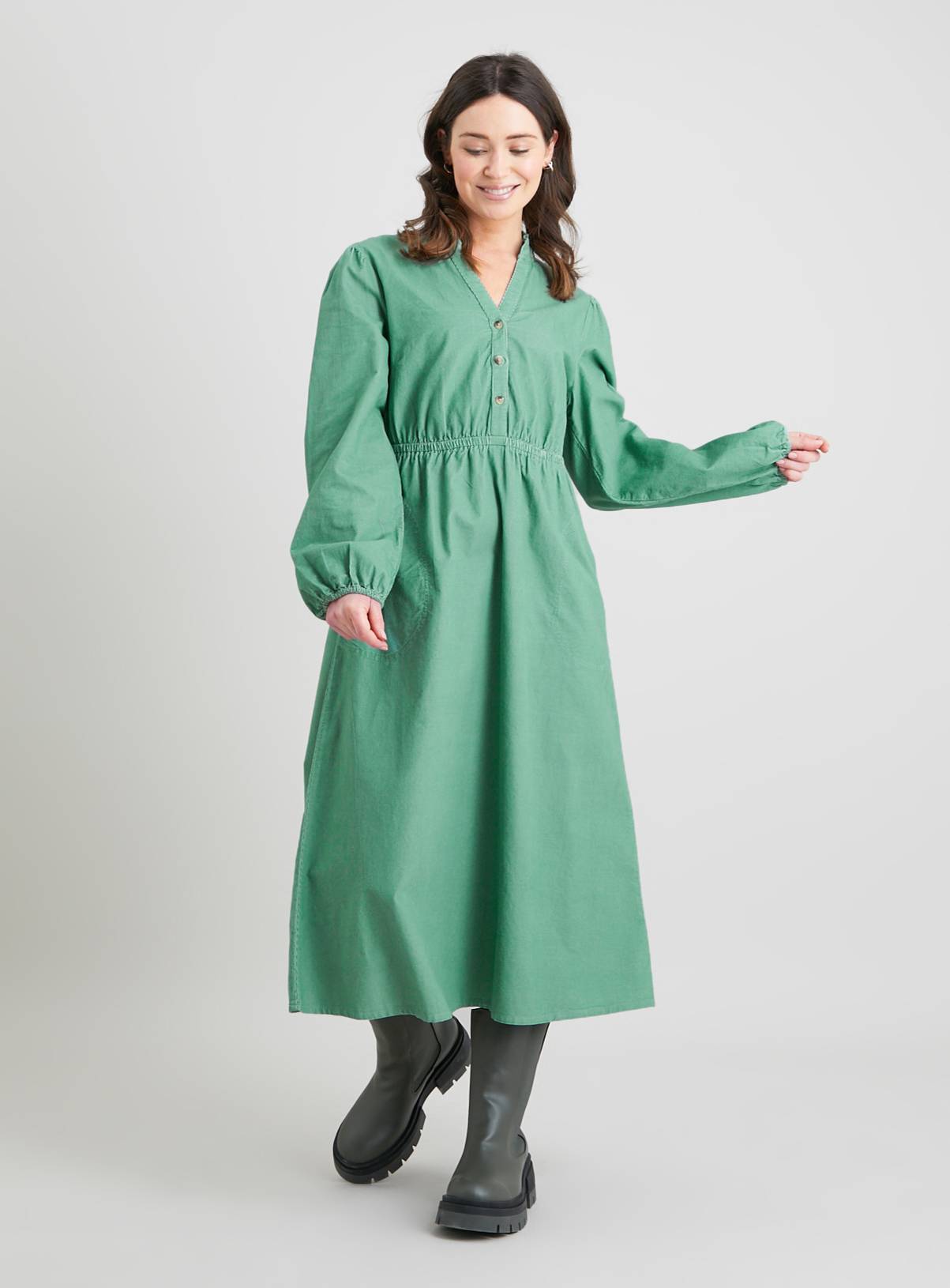 SKU: SS23 JAN CORD SHIRT DRESS:Green:12 - Image 1