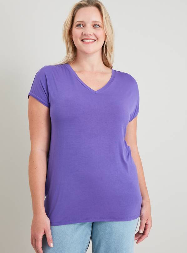 Purple Relaxed Fit V-Neck T-Shirt - 8