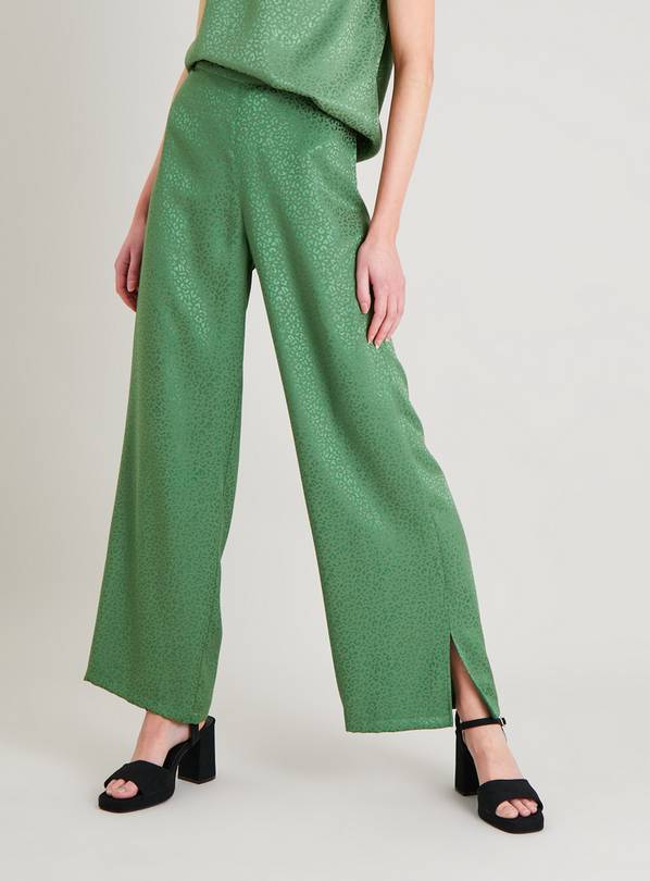 Buy Green Satin Jacquard Coord Trousers - 8R | Trousers | Tu