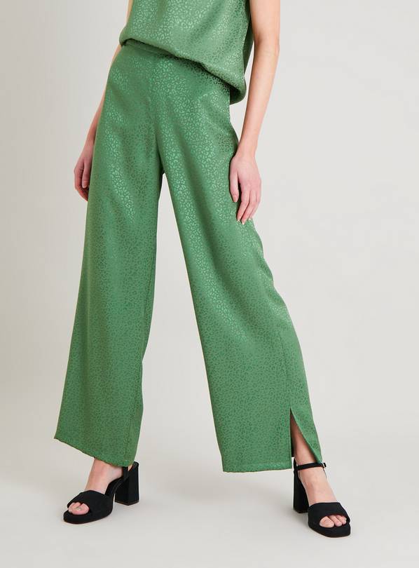 Green Satin Jacquard Coord Trousers - 8R