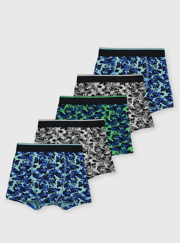 Camo Print Trunks 5 Pack 10-11 years