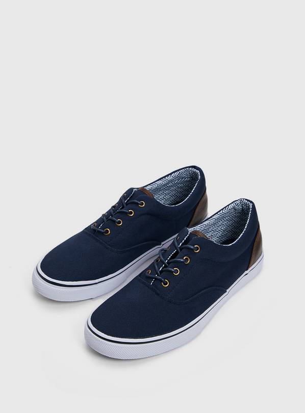 Buy Navy Lace Up Canvas Trainers 12 Trainers Argos