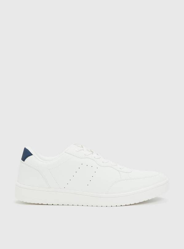 Buy White u0026 Navy Lace Up Trainers - 8 | Trainers | Tu