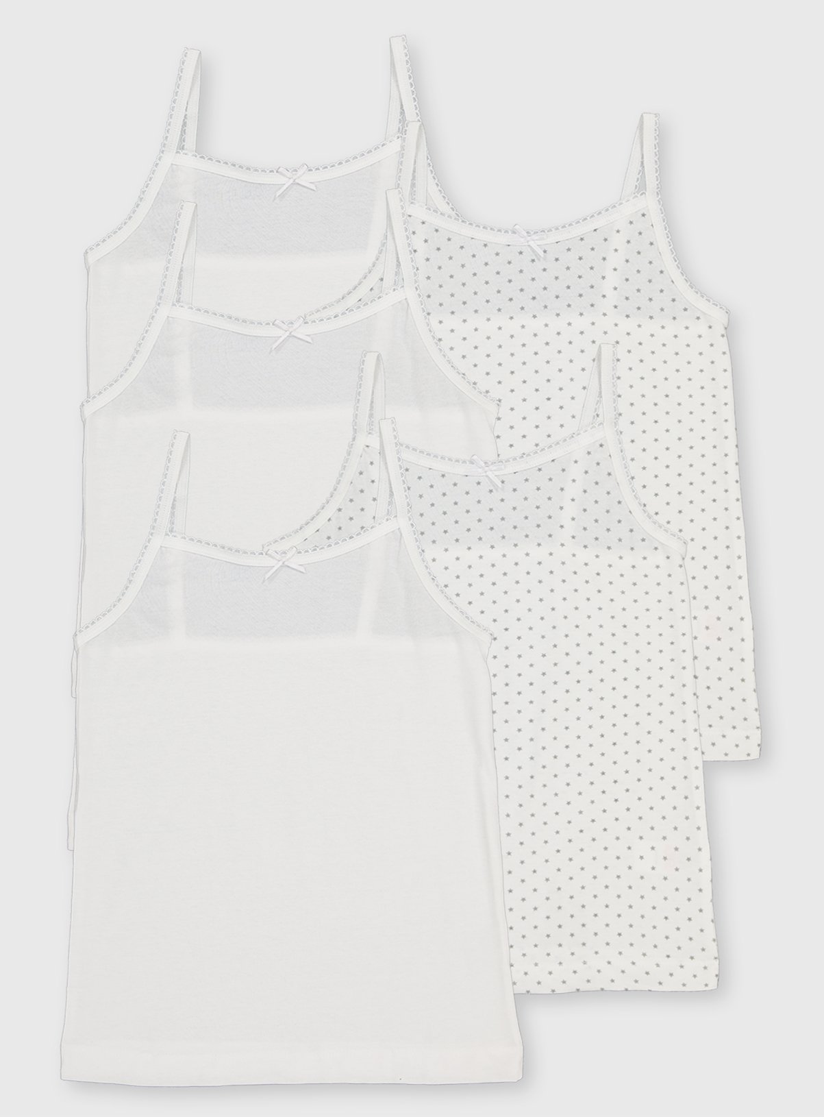 White White Star Cami Vests 5 Pack (7-8 Years) - Tu by Sainsbury's