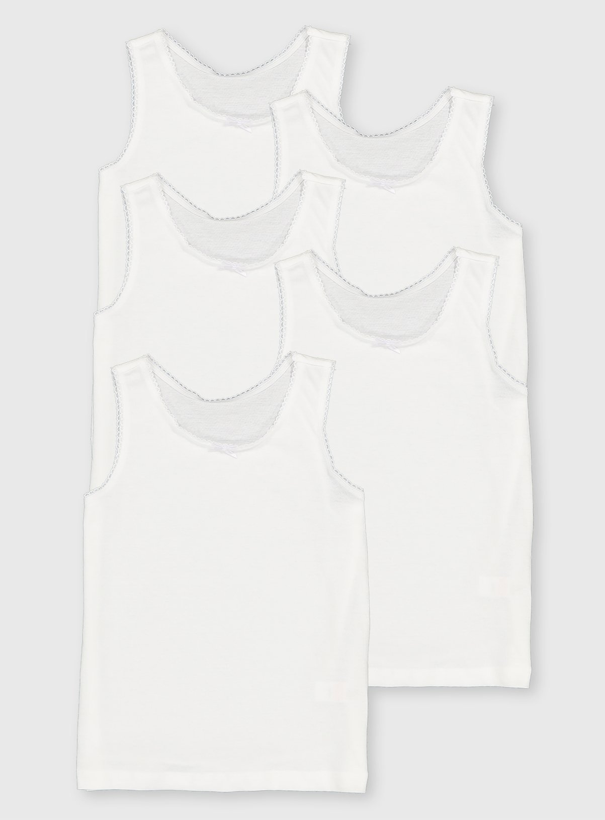 White White Vests 5 Pack (6-7 Years) - Tu by Sainsbury's