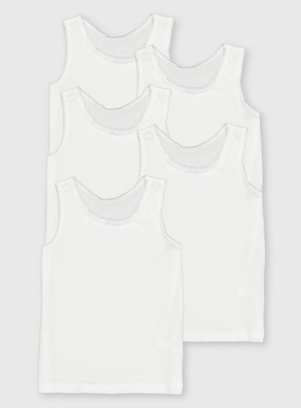 White Vests 5 Pack 7-8 years