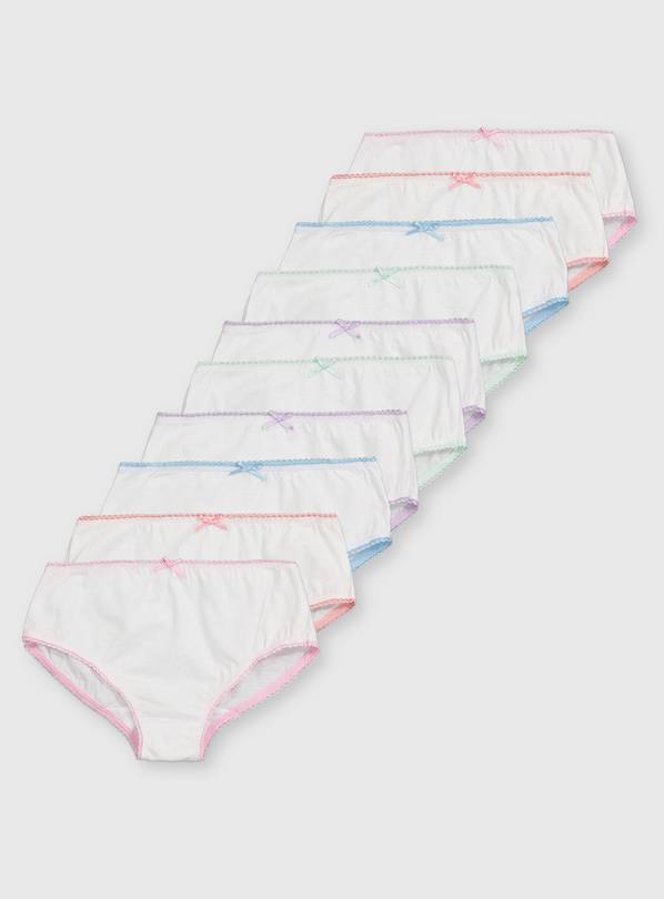 White Lace Trim Briefs 10 Pack - 3-4 years