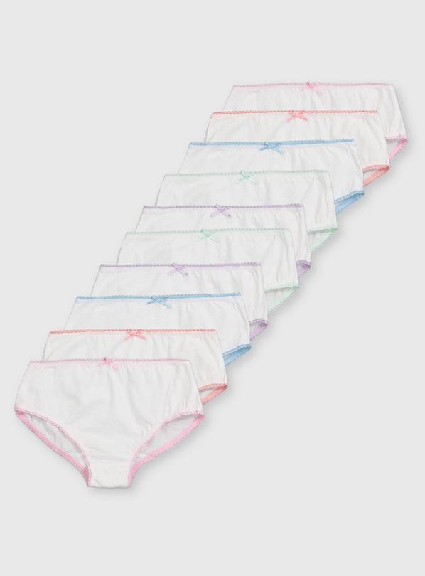 White Lace Trim Briefs 10 Pack - 4-5 years