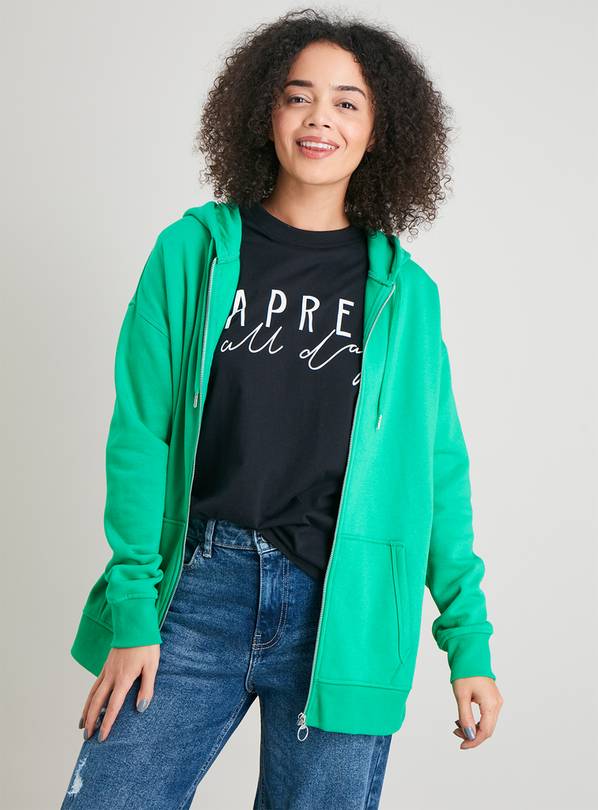 Buy Green Zip-Through Longline Hoodie XL | Hoodies and sweatshirts | Tu