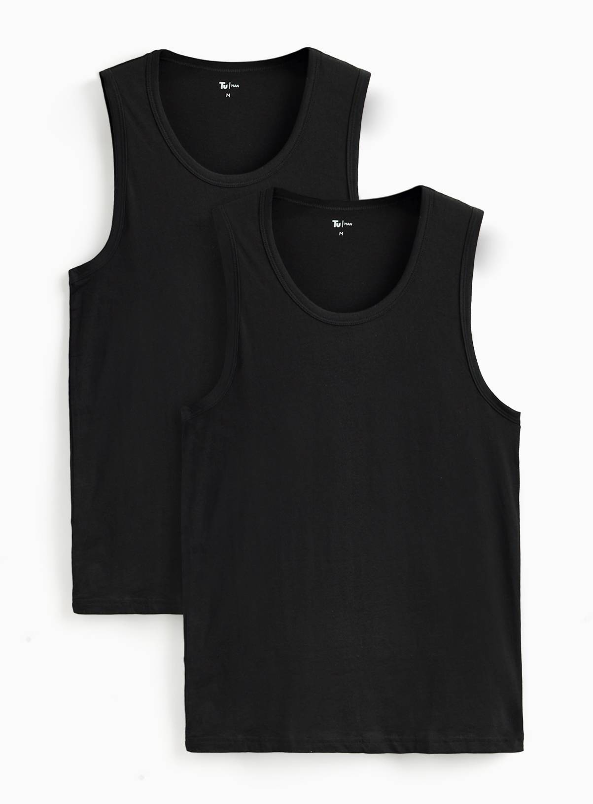 Black Sleeveless Vests 2 Pack XXXXL - Image 1