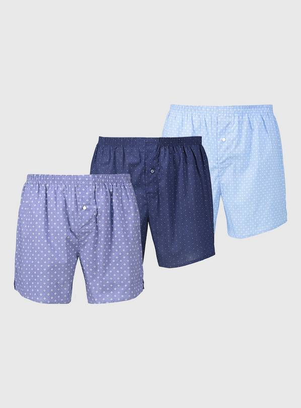 Geo Print & Plain Woven Boxers 3 Pack XXXXL