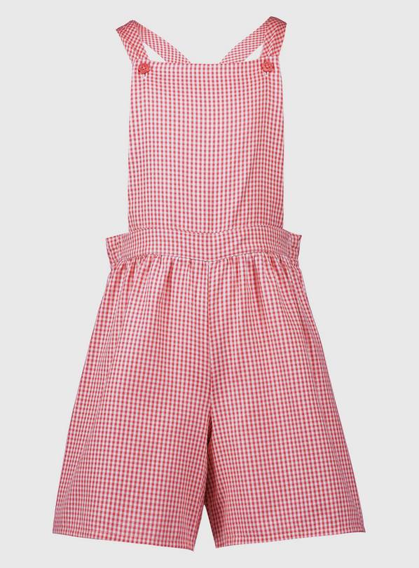 Red Gingham School Bibshorts - 5 years