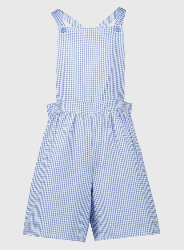 Blue Gingham School Bibshorts - 6 years