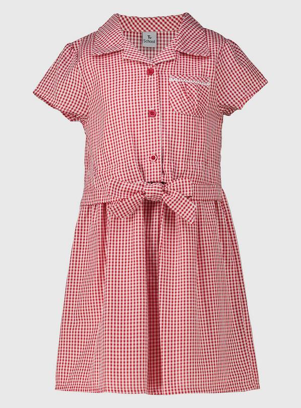 Red Gingham Bow Front School Dress 7 years