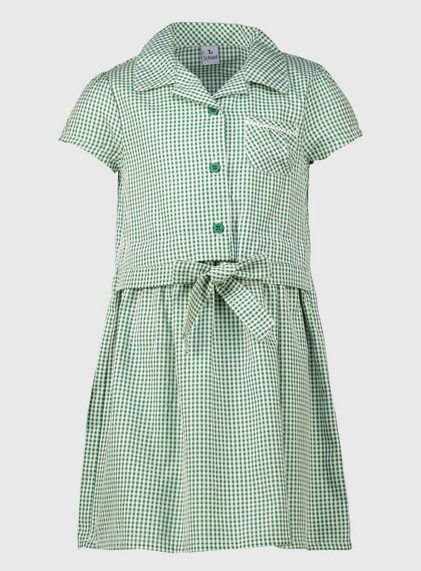 Green Gingham Tie Front School Dress 8 years
