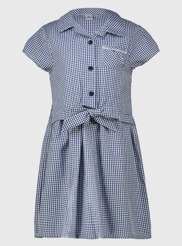 Navy Gingham Tie Front Dress 4 years