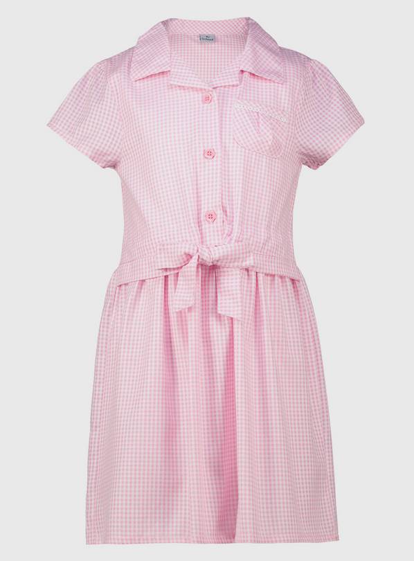 Pink Gingham Tie Front Dress 9 years