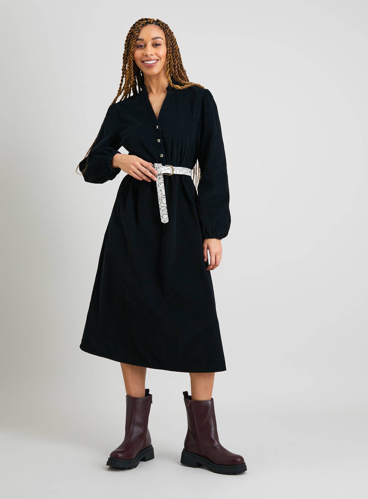 SKU: SS23 JAN CORD SHIRT DRESS:Black:10 - Image 1