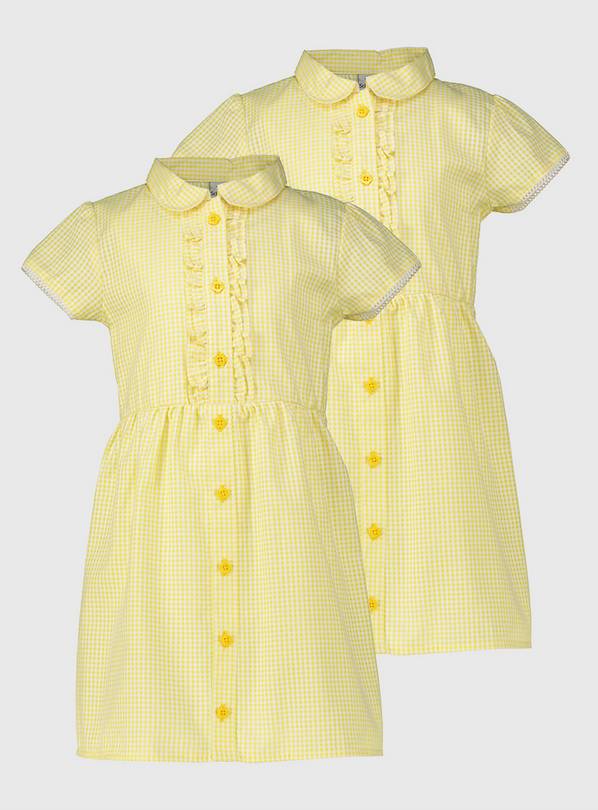 Yellow Gingham Ruffle School Dress 2 Pack 9 years