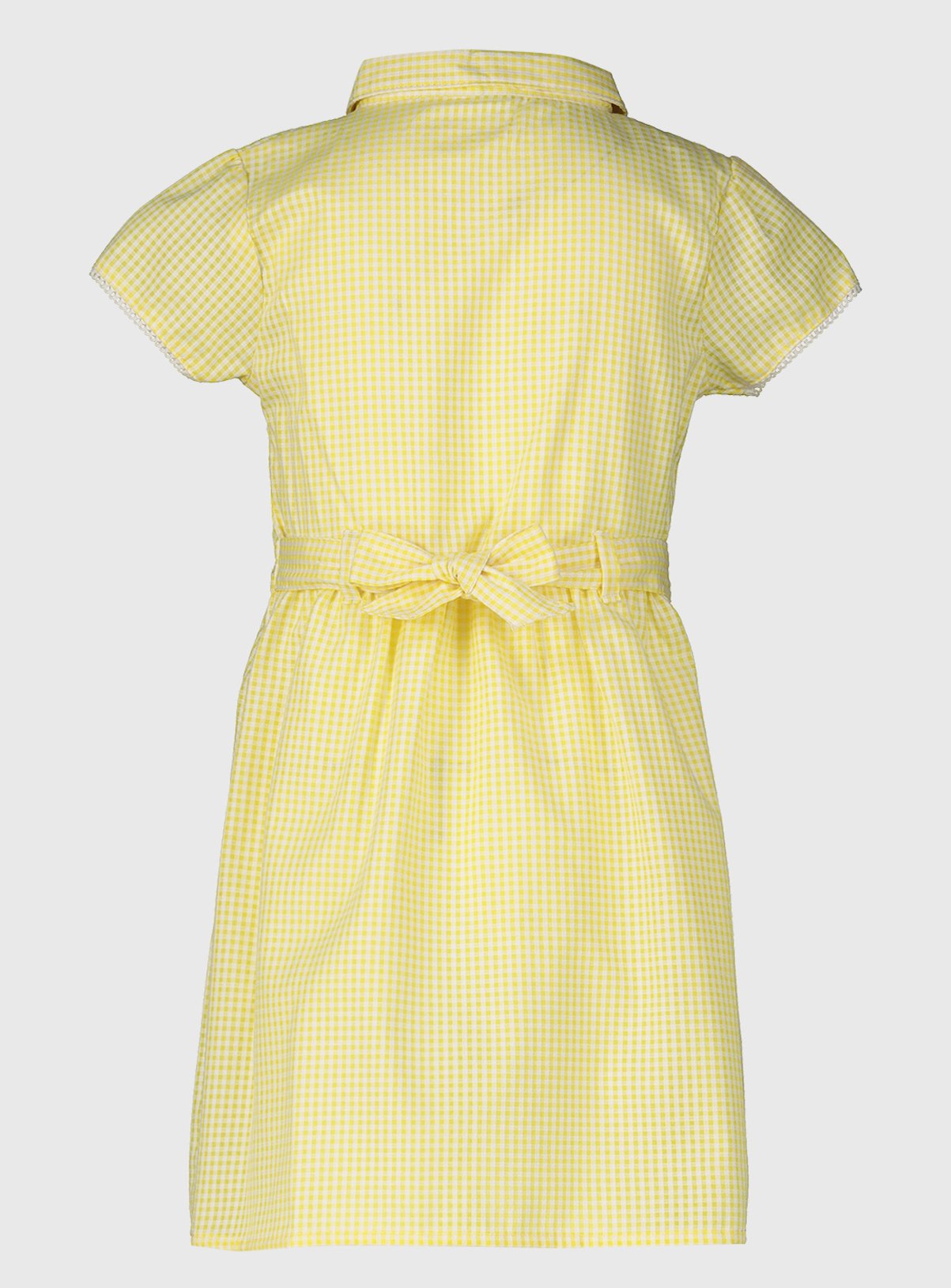 Yellow Gingham Cotton Blend Back Bow Dress 2 Pack 7 years - Image 3 thumbnail