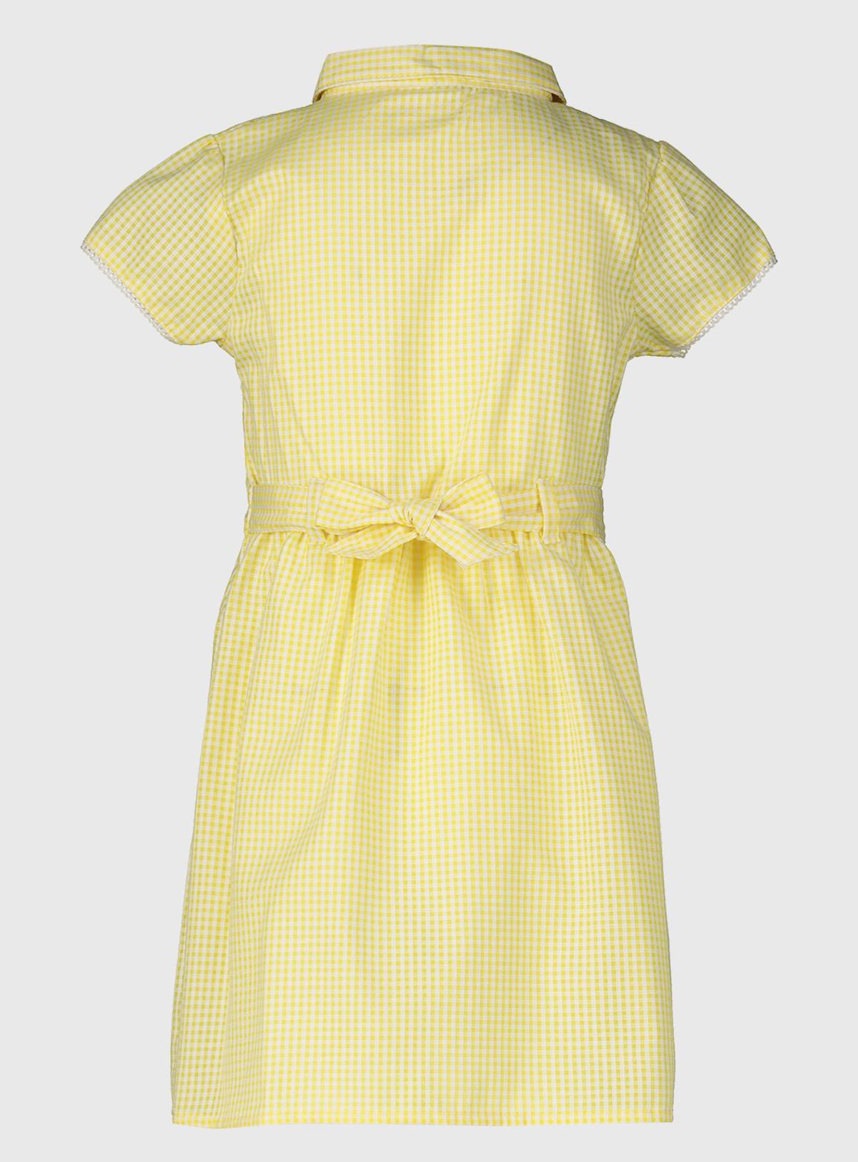 Yellow Gingham Cotton Blend Back Bow Dress 2 Pack 7 years - Image 3