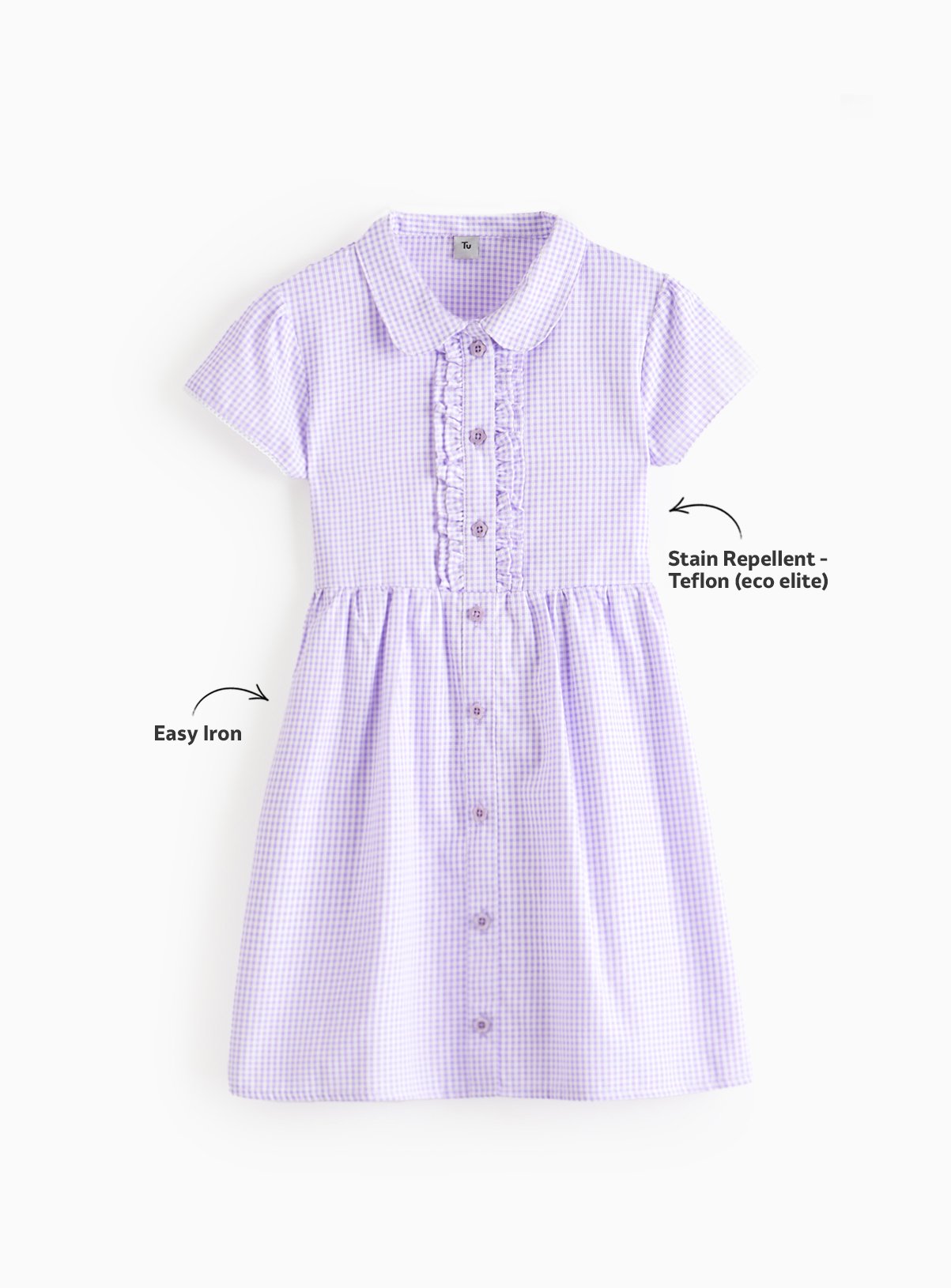 Lilac Gingham Cotton Blend Back Bow Dress 2 Pack 14 years - Image 2 thumbnail
