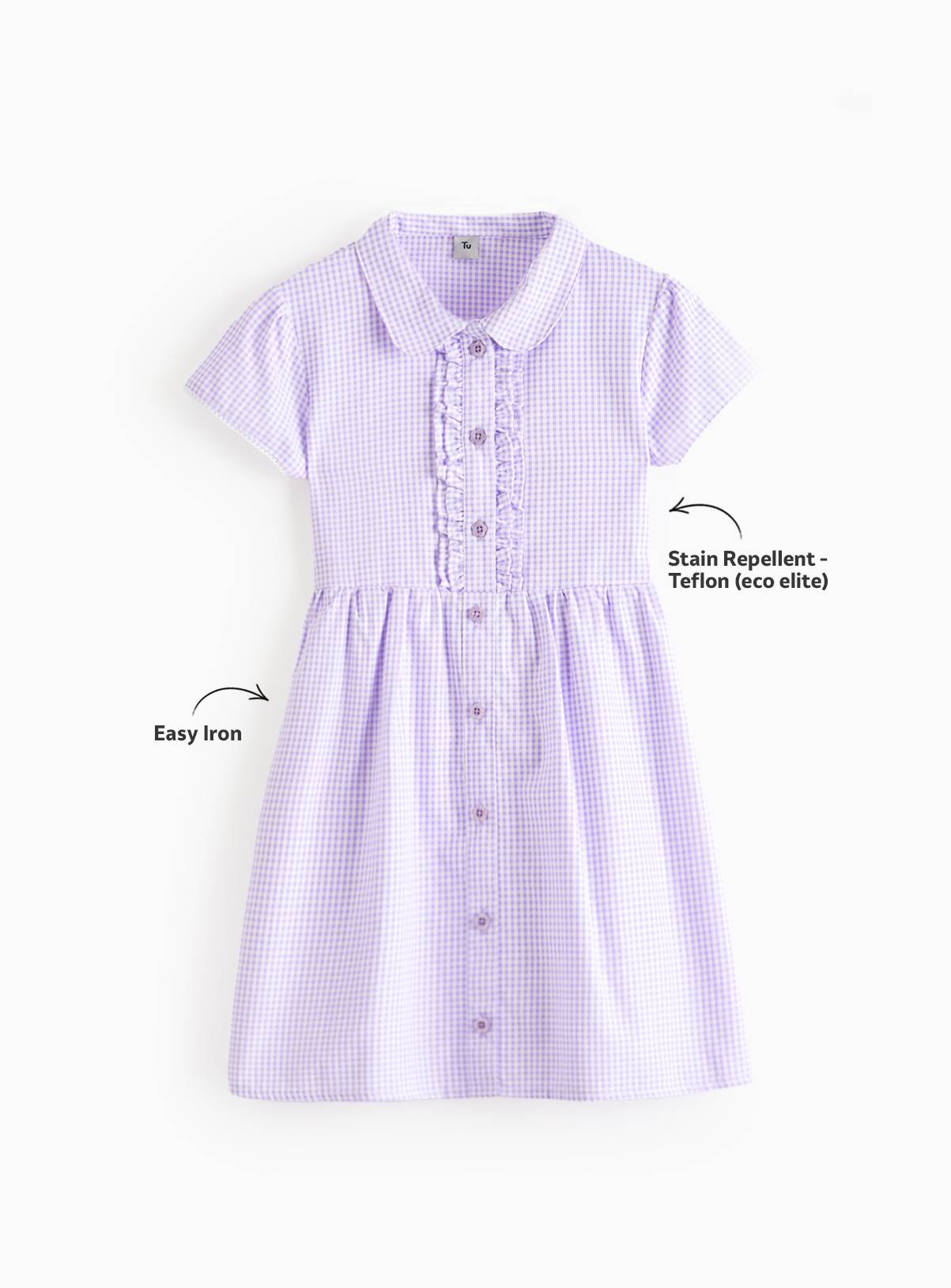 Lilac Gingham Cotton Blend Back Bow Dress 2 Pack 14 years - Image 2