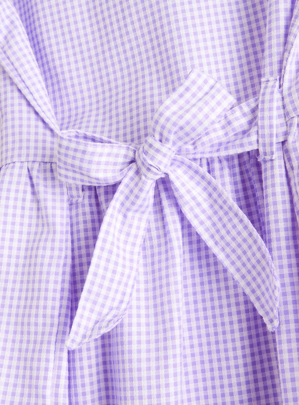Lilac Gingham Cotton Blend Back Bow Dress 2 Pack 14 years - Image 4