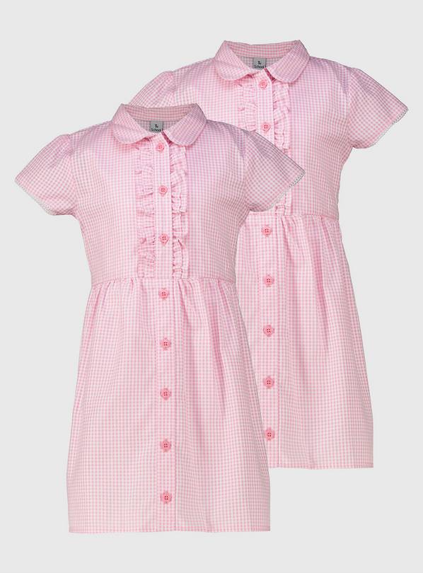Buy Pink Gingham Ruffle School Dress 2 Pack - 6 years | School dresses ...