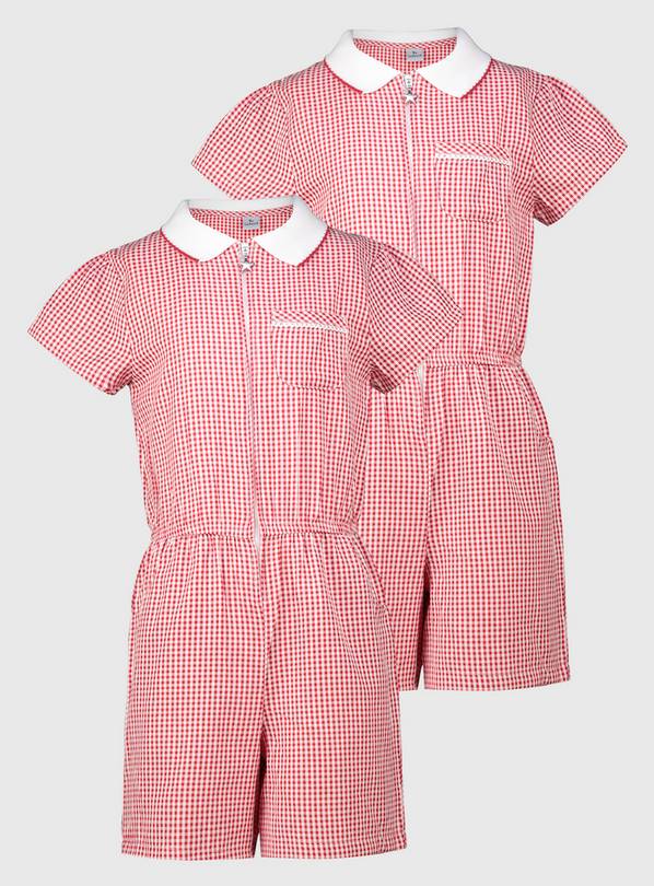 Buy Red Gingham School Playsuit 2 Pack - 14 years | School dresses | Tu