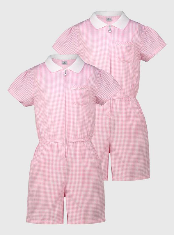 Pink Gingham School Playsuit - 9 years