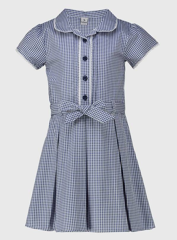 Navy Gingham Tie Front School Dress - 9 years