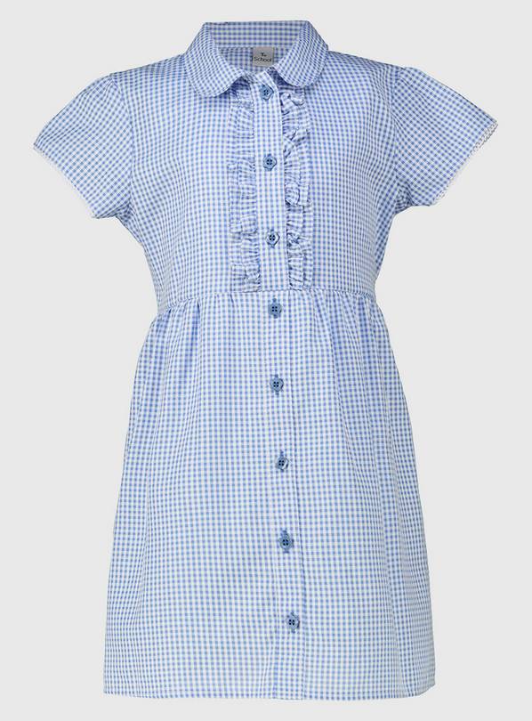Buy Blue Generous Fit Gingham Ruffle School Dress - 5 years | School ...